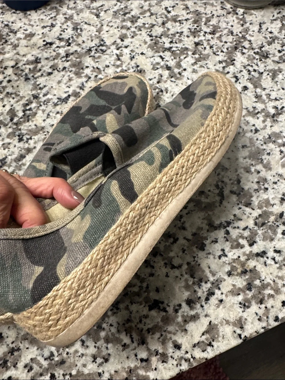 Esprit Camouflage Slip-On Espadrilles in Green and Tan